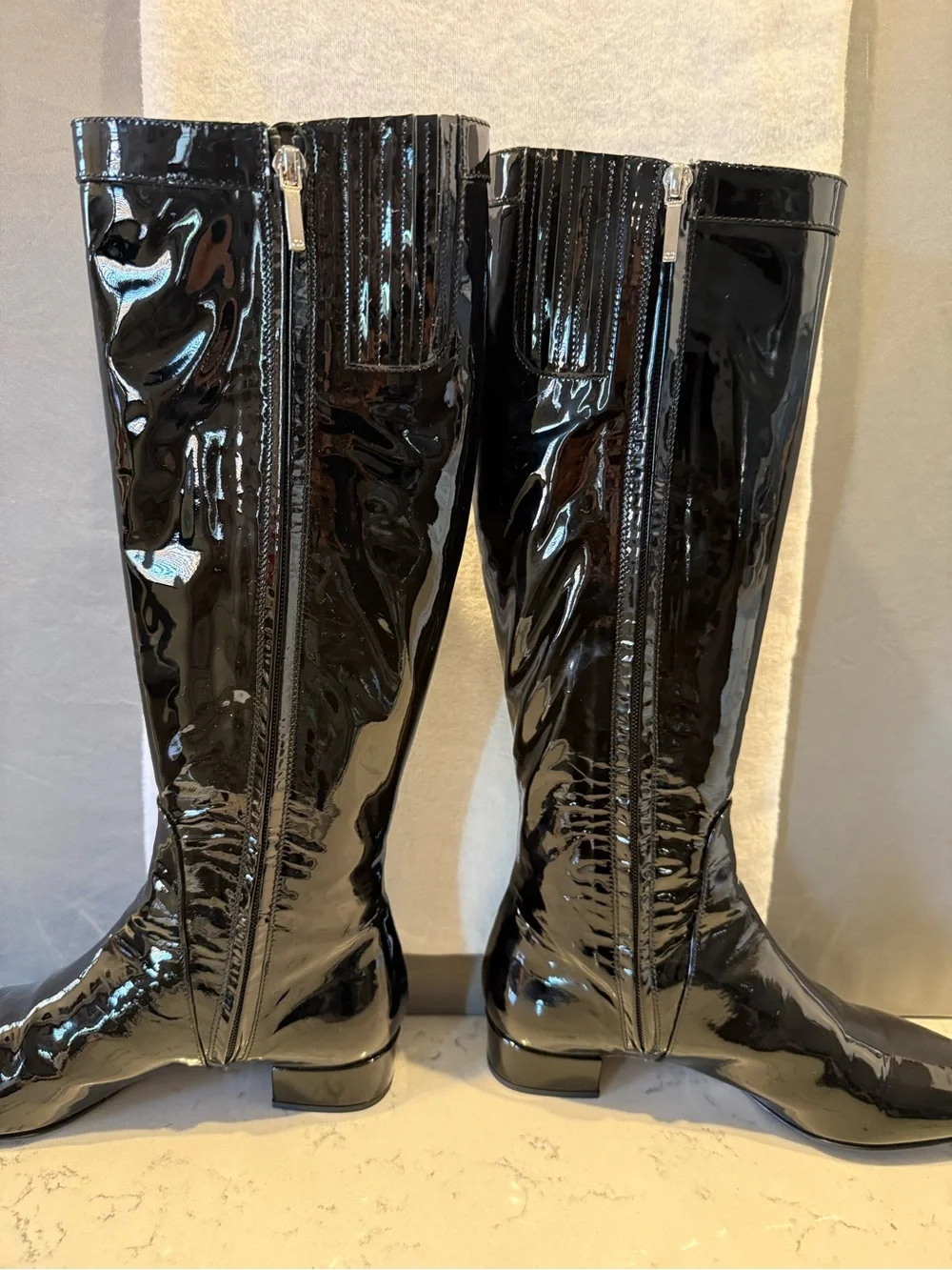 Dior Black Patent Leather Over-the-Knee Boots